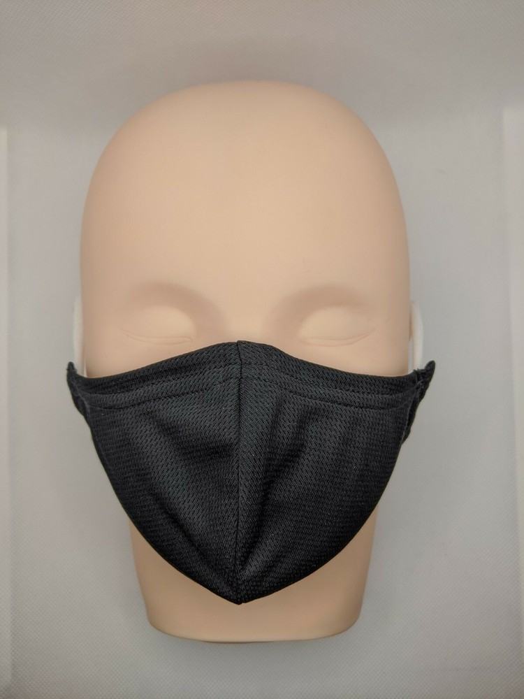 3 Washable Anti-Microbial Face Masks, Black, 100% Polyester, Single Layer, SMALL