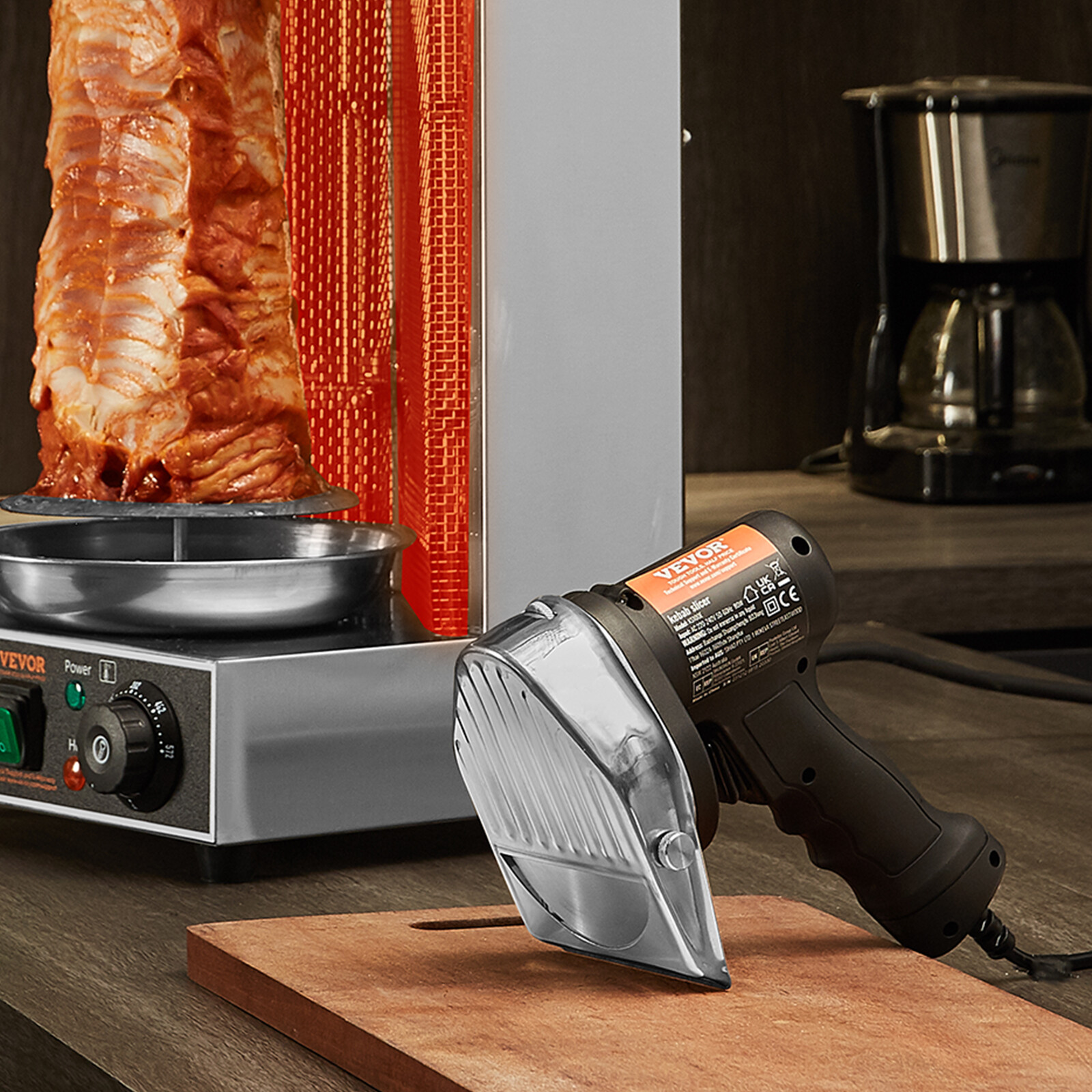 VEVOR Electric Kebab Slicer Cutter 80W Meat Gyro Knife Doner Shawarma w/2 Blades