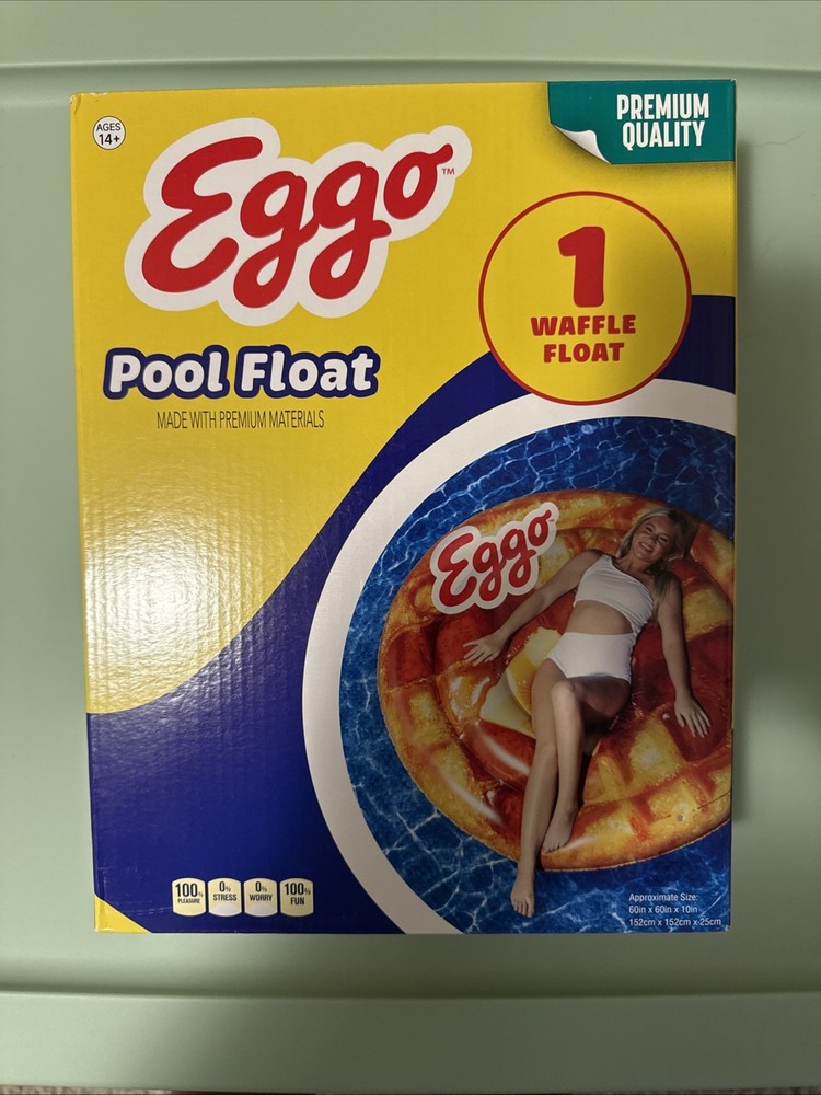 Eggo Pool Float Premium Quality 1 Waffle Float New In Box 60"×60"×10"