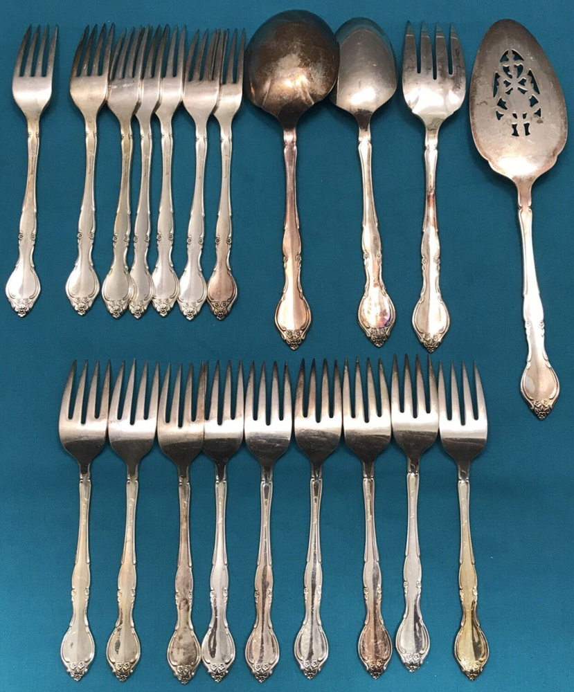 20 Pc AFFECTION Silverplated FORKS + SERVING Community Casserole Cold Meat Pie