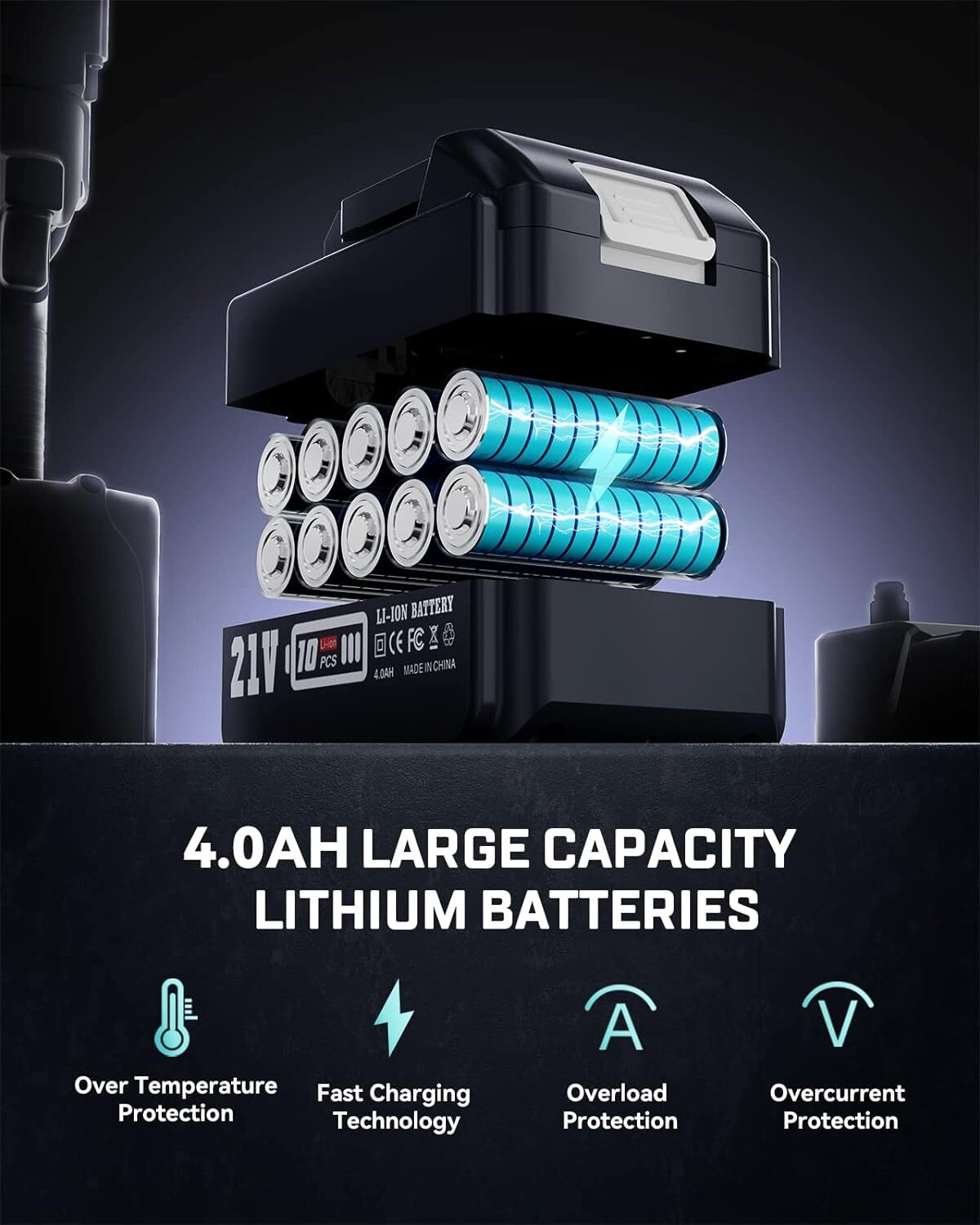 Seesii Cordless 1/2" Right Angle Impact Wrench Kit w/ 2*Batteries 220Ft-lbs tool