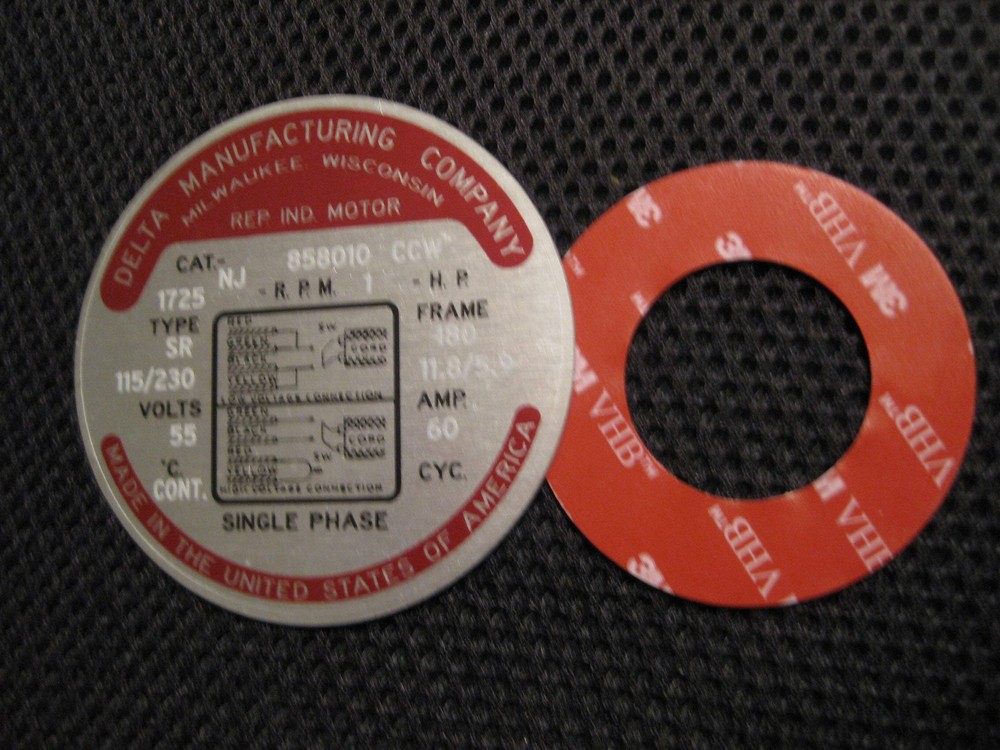 DELTA BULLET MOTOR NAME PLATE