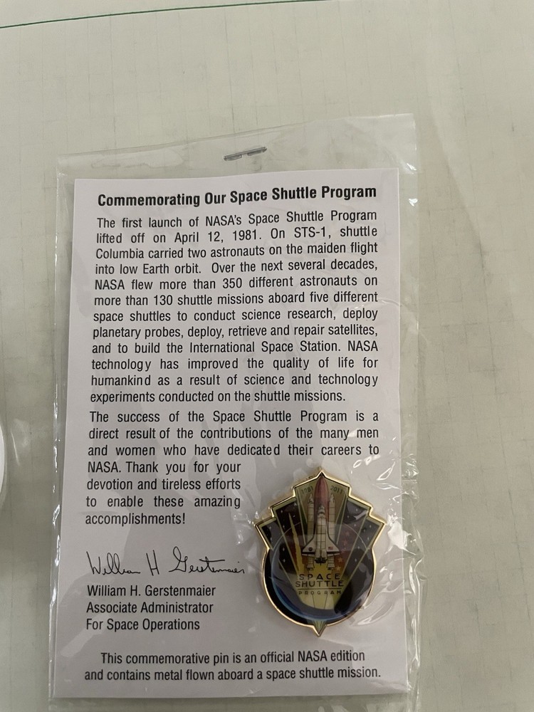 Space Shuttle Medallion And Pin Commemorating The End Of The Shuttle Program