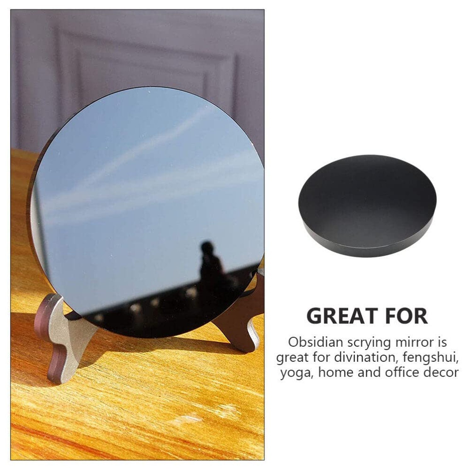 Garneck Obsidian Scrying Mirror Small Black Obsidian Disc for Meditation Divi...