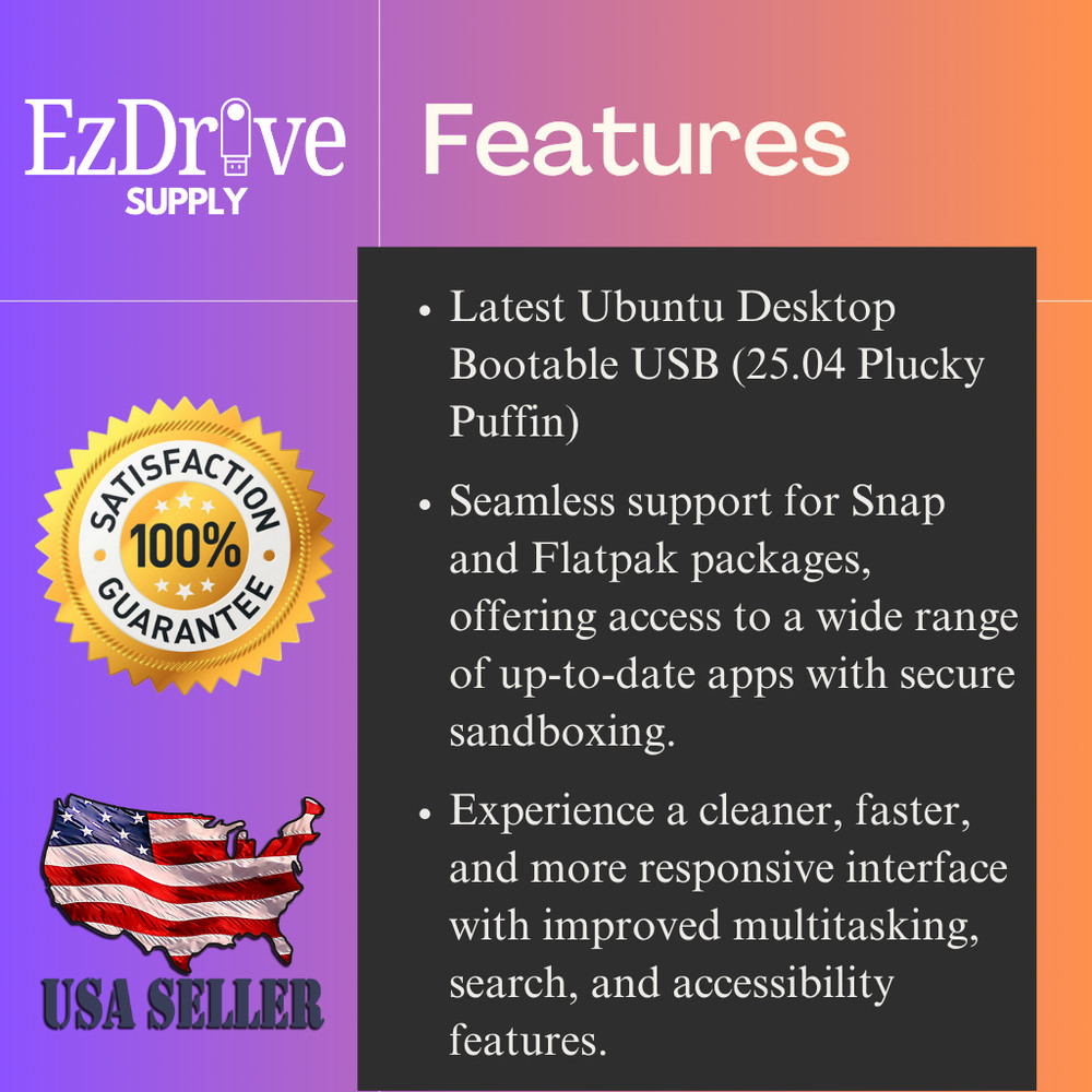 Ubuntu Linux Latest 25.04 64 Bit BOOTABLE LIVE INSTALL USB or DVD FREESHIP