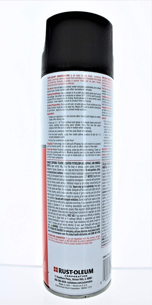Rust-Oleum 248657 Rubberized Undercoating Spray 15 Oz Black (12 Pack)