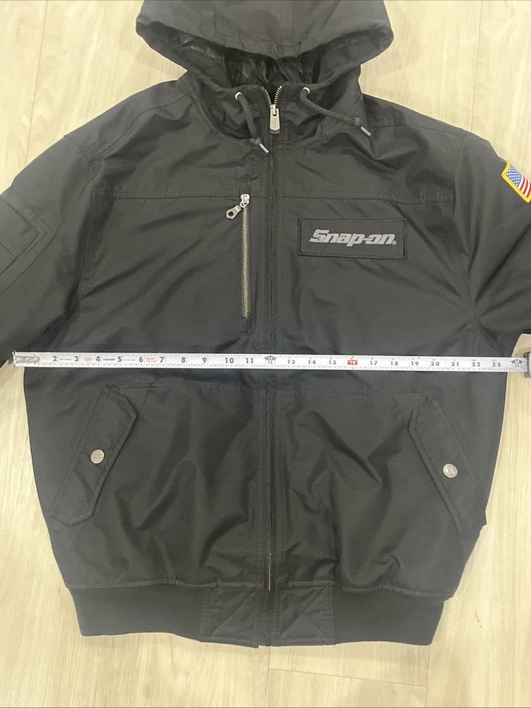 Snap-On Tools Medium Hooded Insulated Quilted Winter Work Coat USA Patch - Black