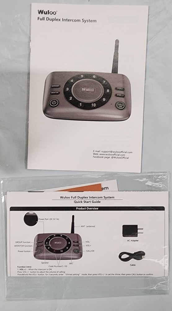 Wuloo Wireless 1 Mile Range Home Intercom System 2 Pack -S600-P2