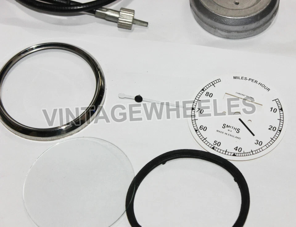 Smiths 80MPH White Dial Speedometer Gauge & 35" Cable + Speedometer Drive