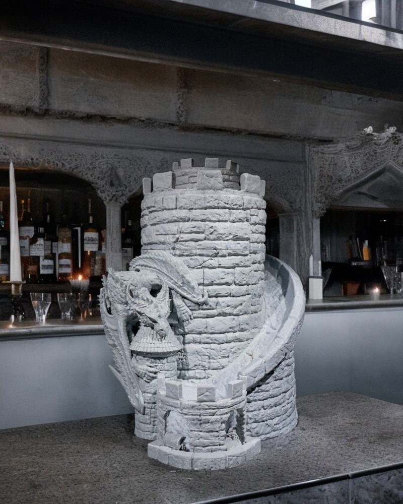 Dragon’s Keep Dice Tower & Wine Dispenser – 3D Printed RPG Dice Roller &