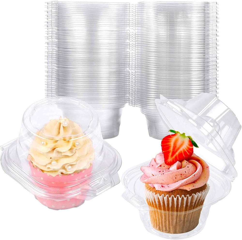 50 Pack Individual Cupcake Containers Plastic Cupcake Boxes Cupcake Holders Stac