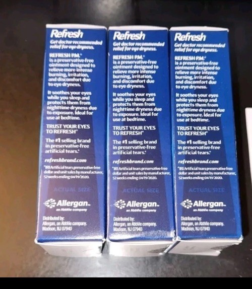 3 Lot REFRESH P.M. PM Preservative-Free Eye Ointment .12oz (3.5g) [Exp: 2027+]