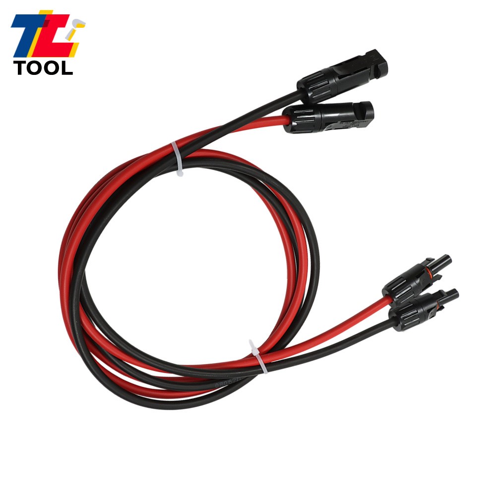 1 Pair 5ft 10AWG Black + Red Solar Panel Extension Cable Wire Connector