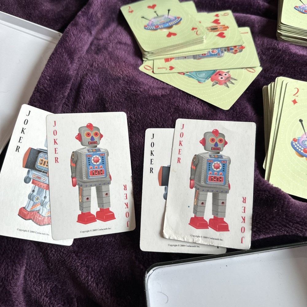 Robot Comic Tin Amd Playing Cards Coelacanth Missing Cards