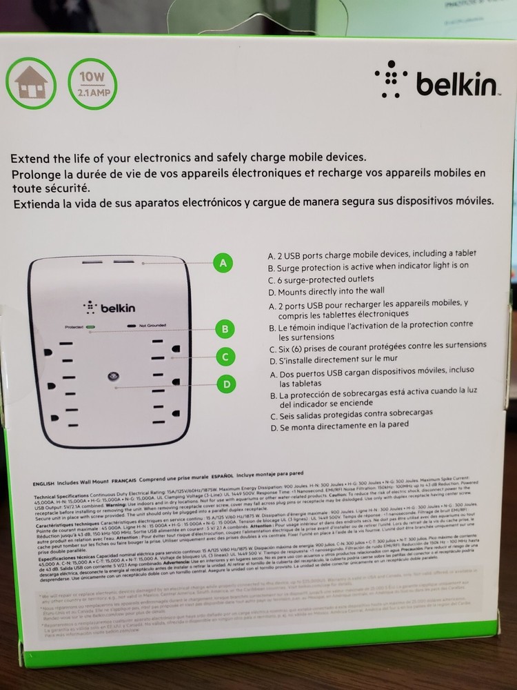 belkin Surge Plus USB Wall Mount