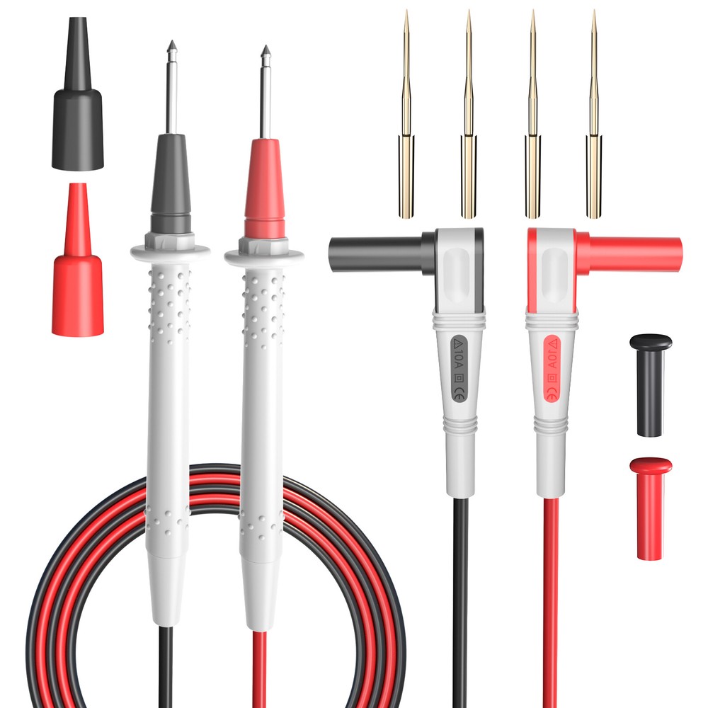 Silicone Multimeter Test Leads Kit with Gold-Plated Precision Sharp Probes 4.9ft
