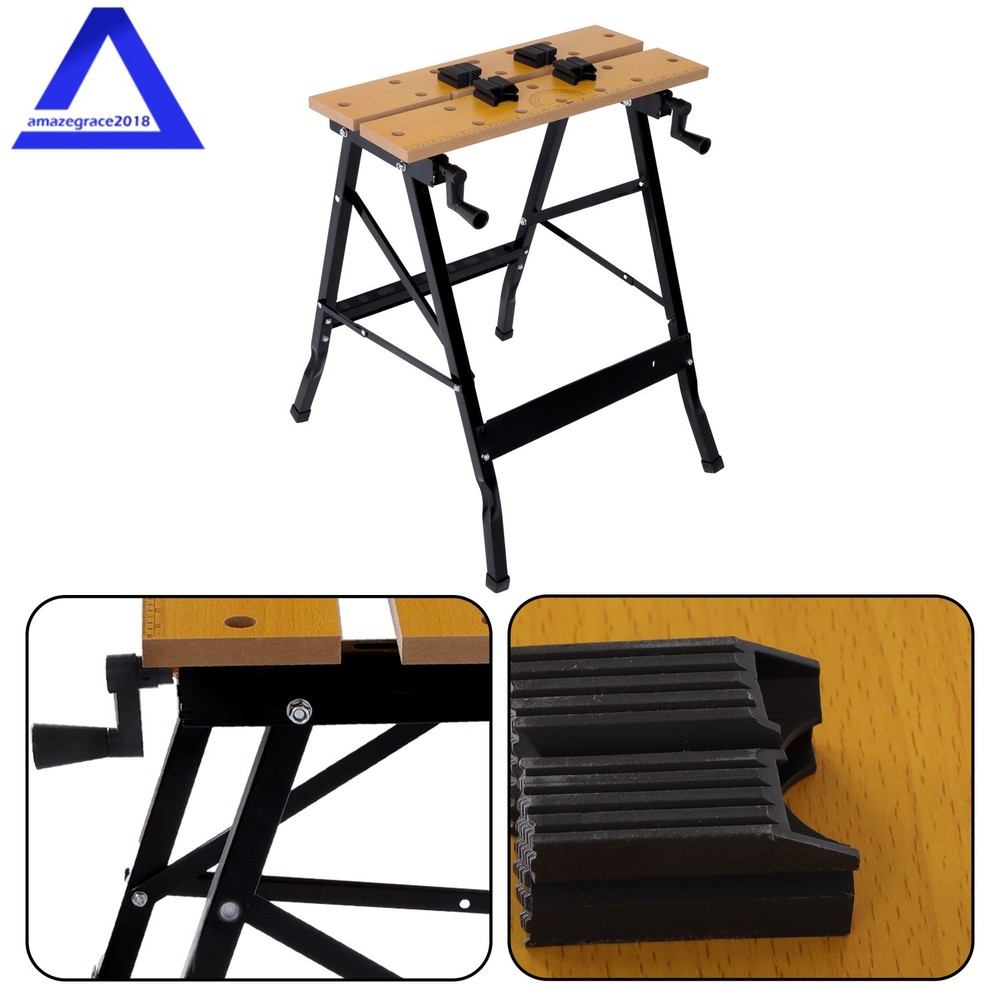 220lbs Folding Workbench,Vise Garage Steel Work Table Workshop Tool Storage