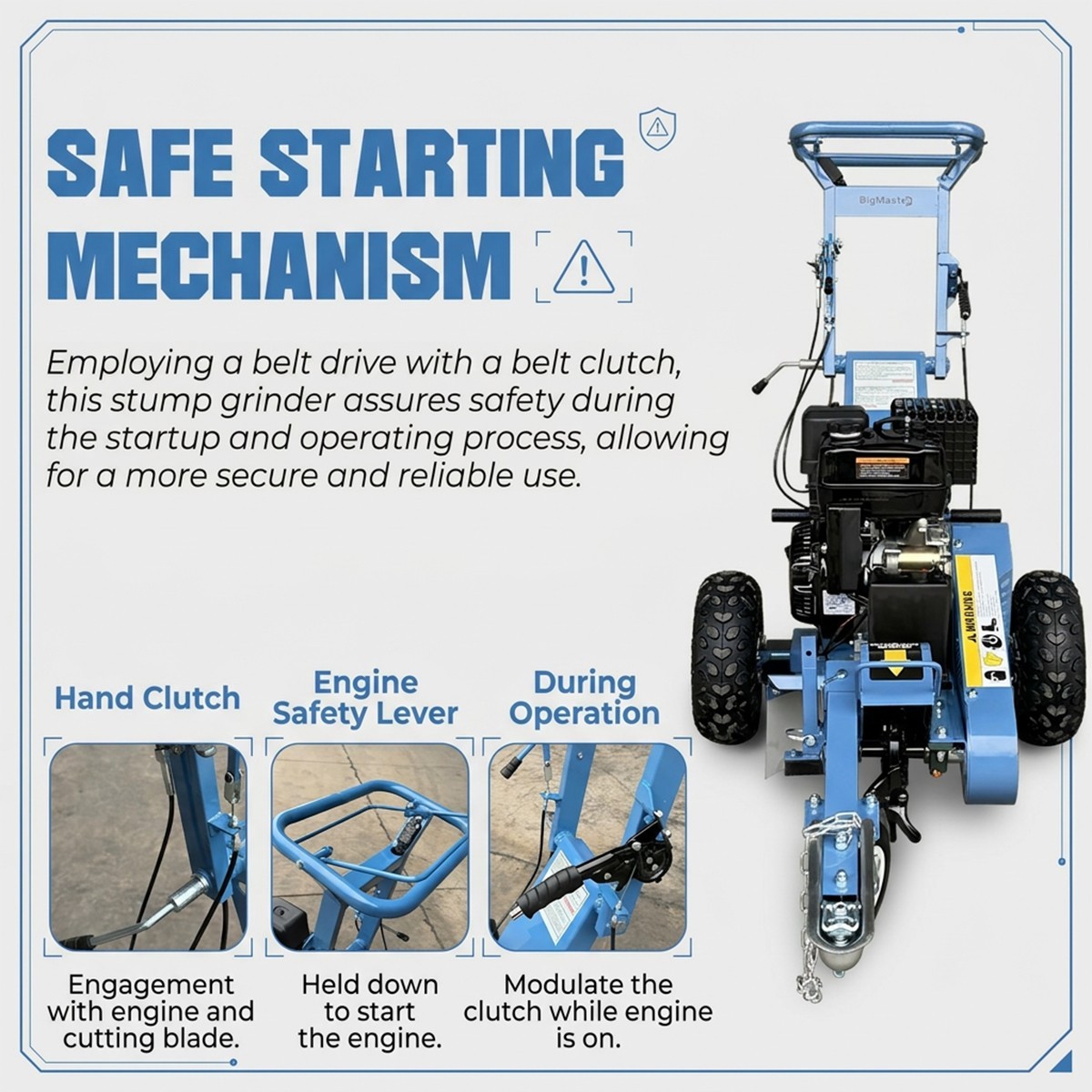 Stump Grinder 15HP 420cc Walk-behind, Electrec Start, 15 Cut Height/10 Cut Depth