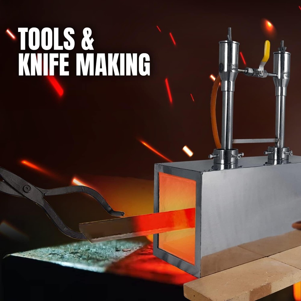 Double Burner Blacksmithing Propane Forge Starter Kit-Knife Making Farrier Forge