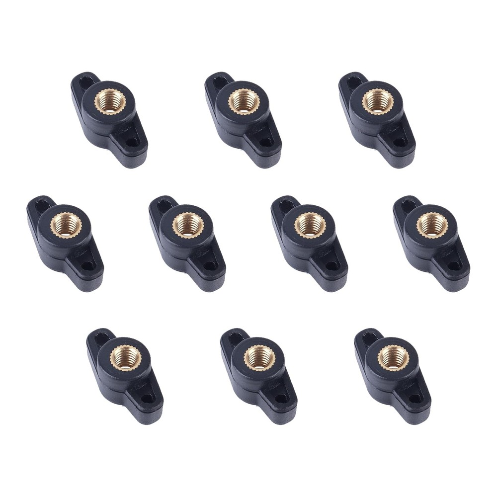 10PCS 1/4" Wing Knobs Through Hole T Hand Screw Nut 1/4", Black