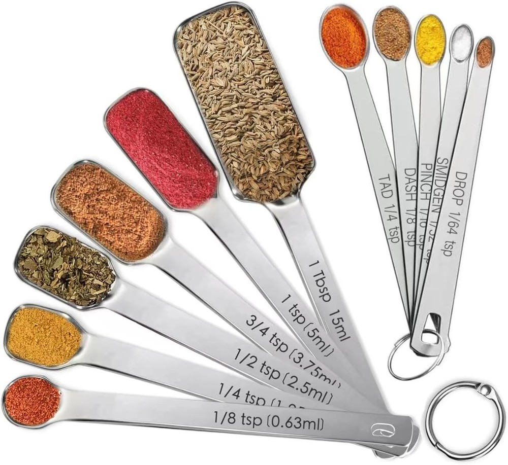 Stainl Steel Measuring Spoons, Includes 6 Rectangular Measuring Spoons