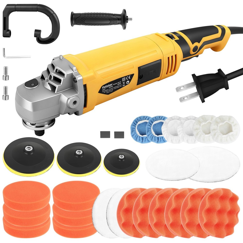 7-Speed Electric Car Polisher Buffer Sander Waxer Kit Variable 7" 2000W/ Pads