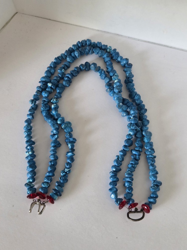 Turquoise Silver Triple Strand Necklace