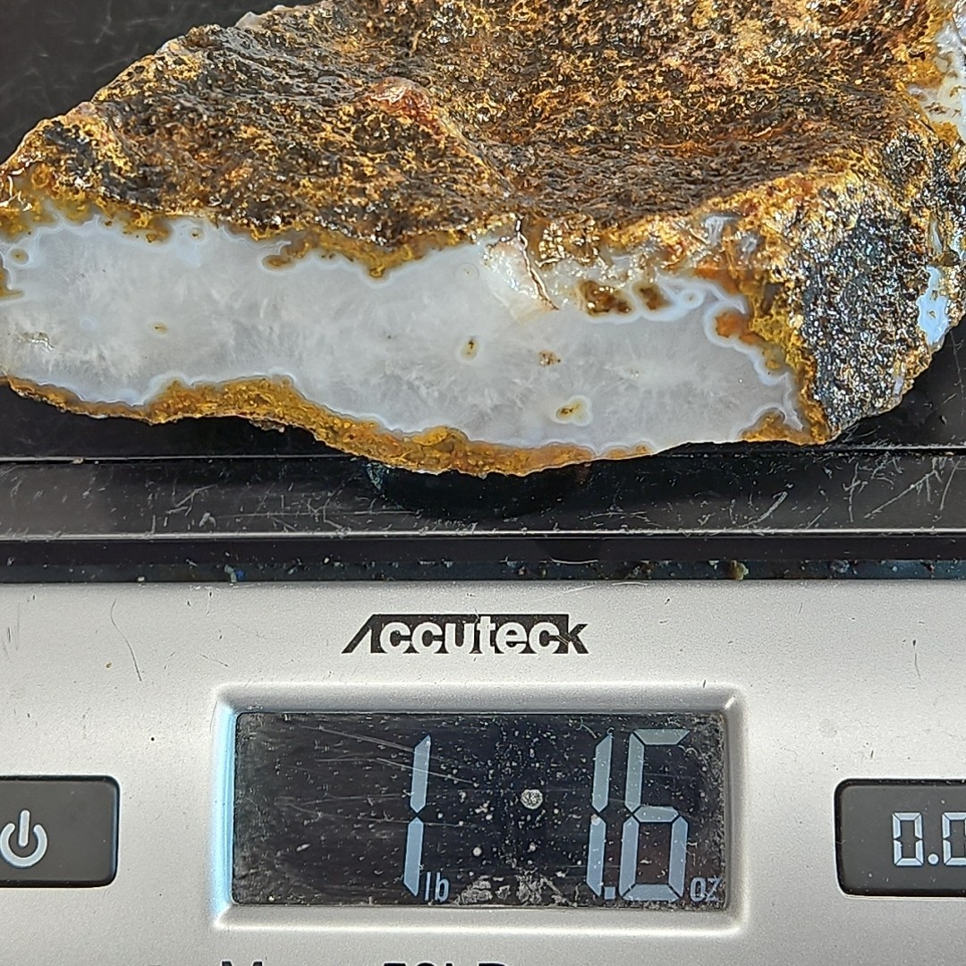 Agua Nueva agate rough. Beautiful light blue banded agate, with drusy 1LB 1.6oz.