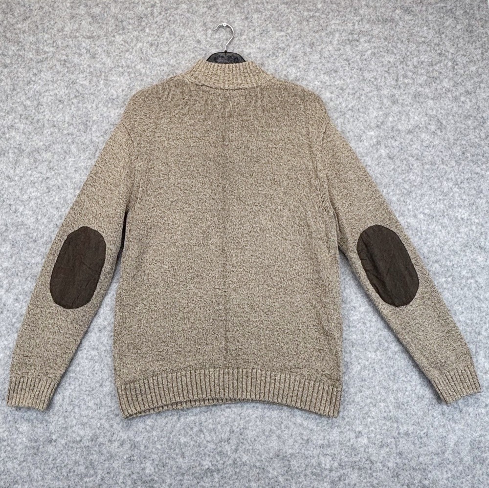 Chaps jumper size large mens button neck oatmeal brown Pullover Elbow Patch
