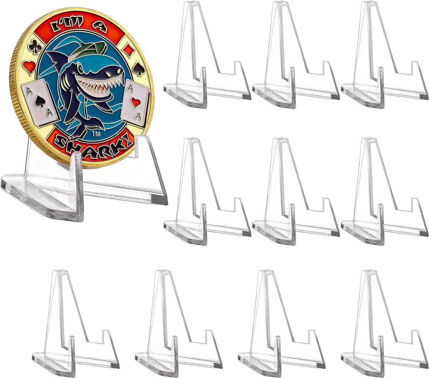 10X Coin Display Stands Paper Trading Card Easel Small Size Holder Clear Plastic