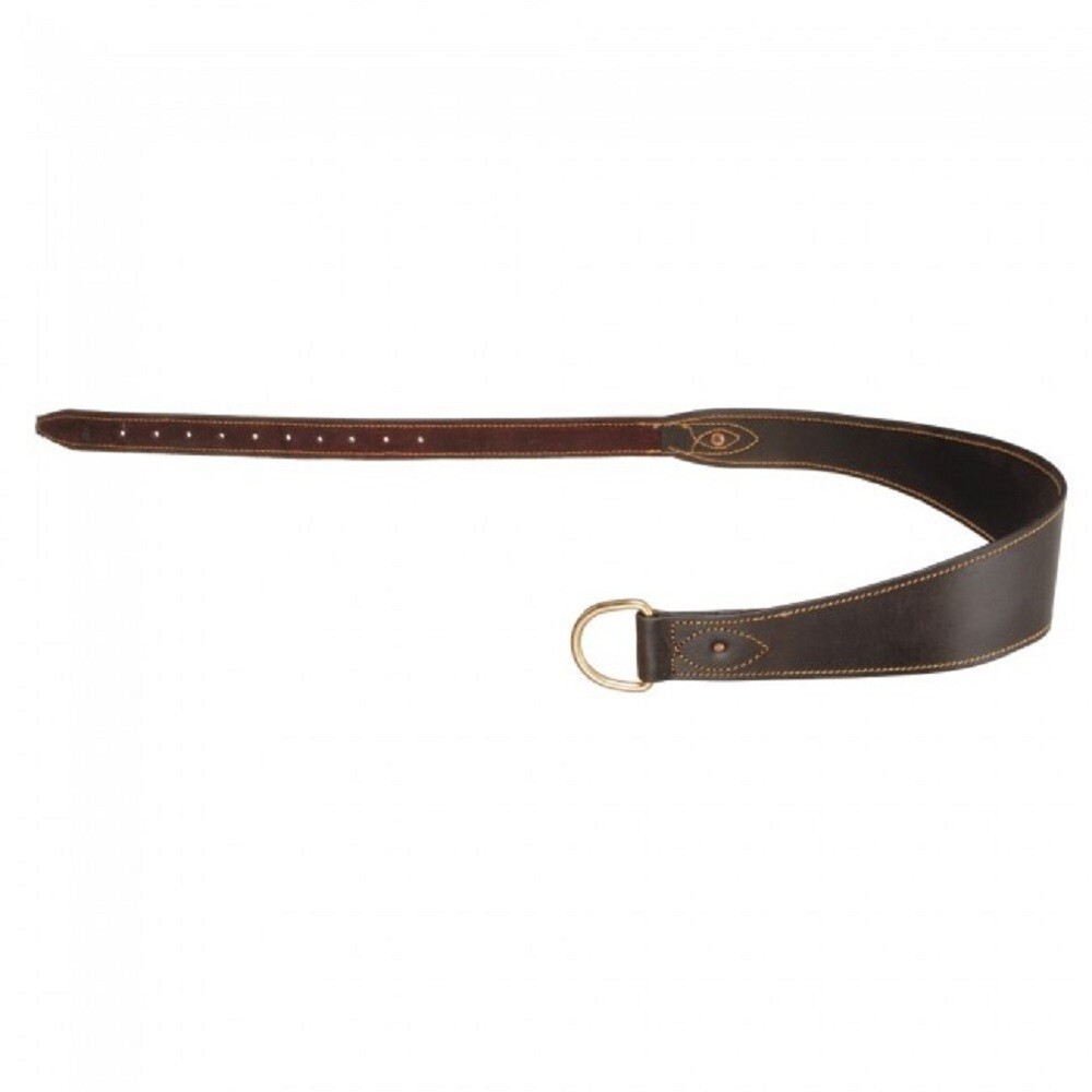 New! Brown leather AUSSIE SURCINGLE OVERGIRTH w Ring end Punched strap end Strap
