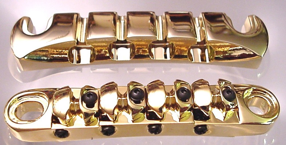 ULTIMATE BASS GUITAR BRIDGE TAILPIECE UNIT - GOLD