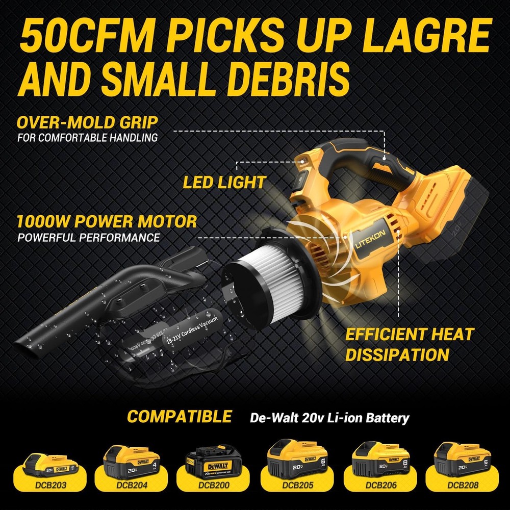 Cordless Vacuum Compatible with 𝗗𝗘-𝗪𝗔𝗟&#