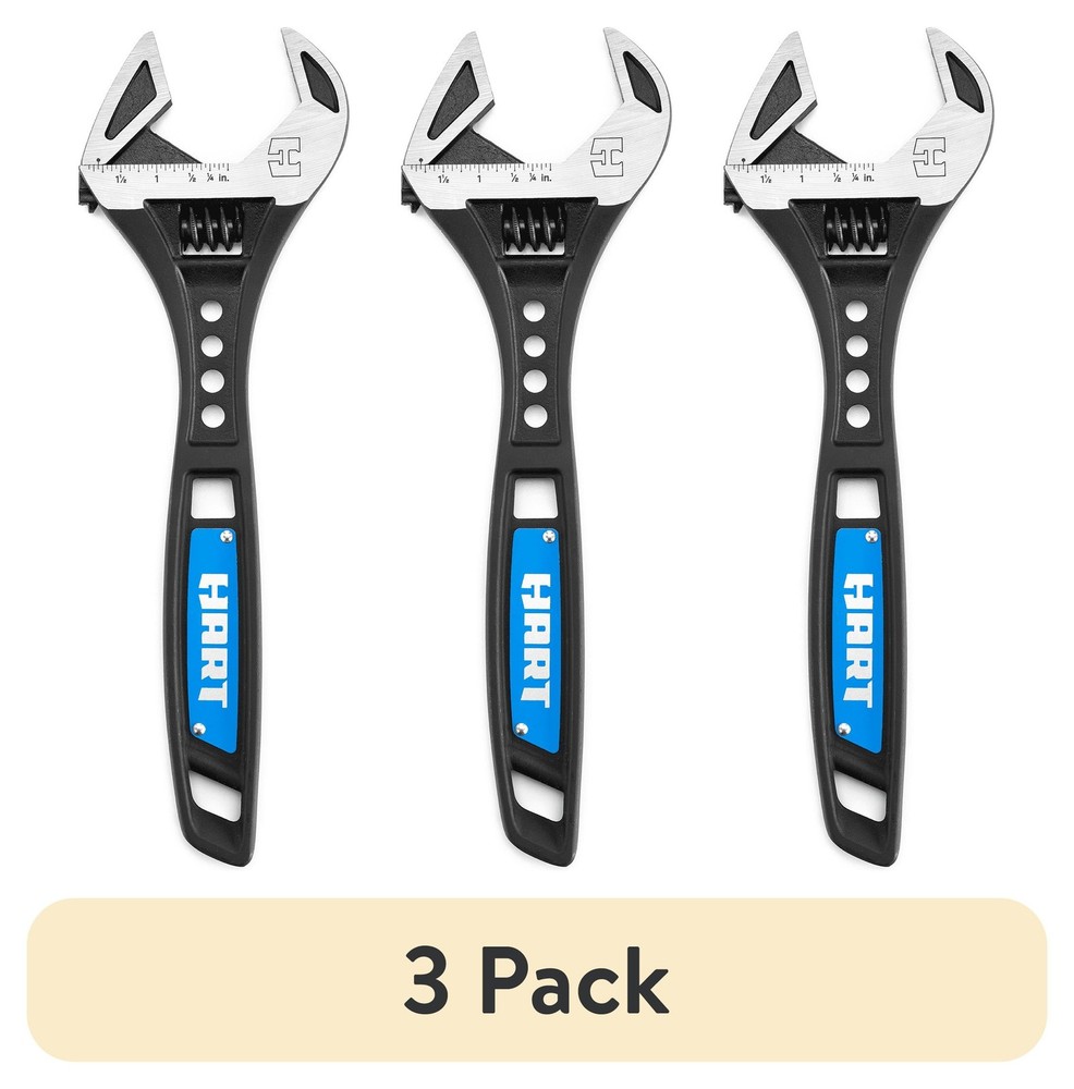 HART 12-inch Pro Adjustable Wrench with Laser-Etching