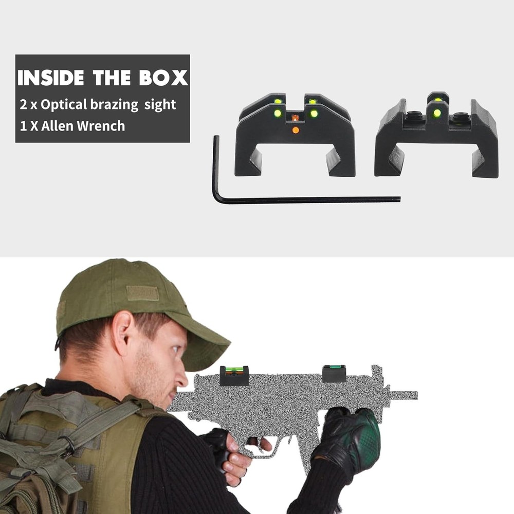 Low profile fiber optic front and rear sights for enhanced targeting performance