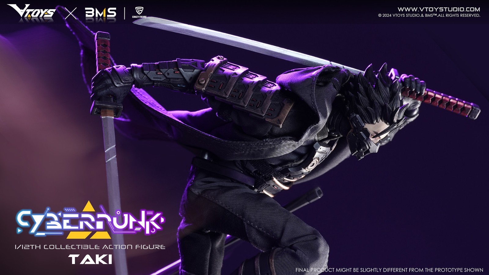 VTOYS X BMS 1/12 VSD010 Cyberpunk Samurai Taki Action Figure Collection Model