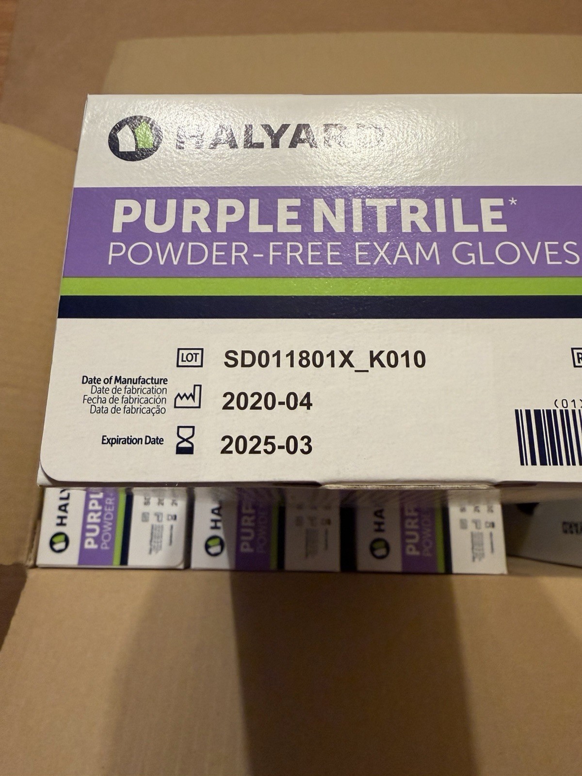 HALYARD PURPLE NITRILE Gloves Powder-Free 55082 10 Boxes (1000ct) Sz M Exp 3/25