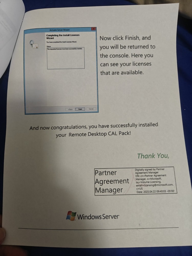 Windows Server 2025 - Remote Desktop Client Access Licenses (50 Users)