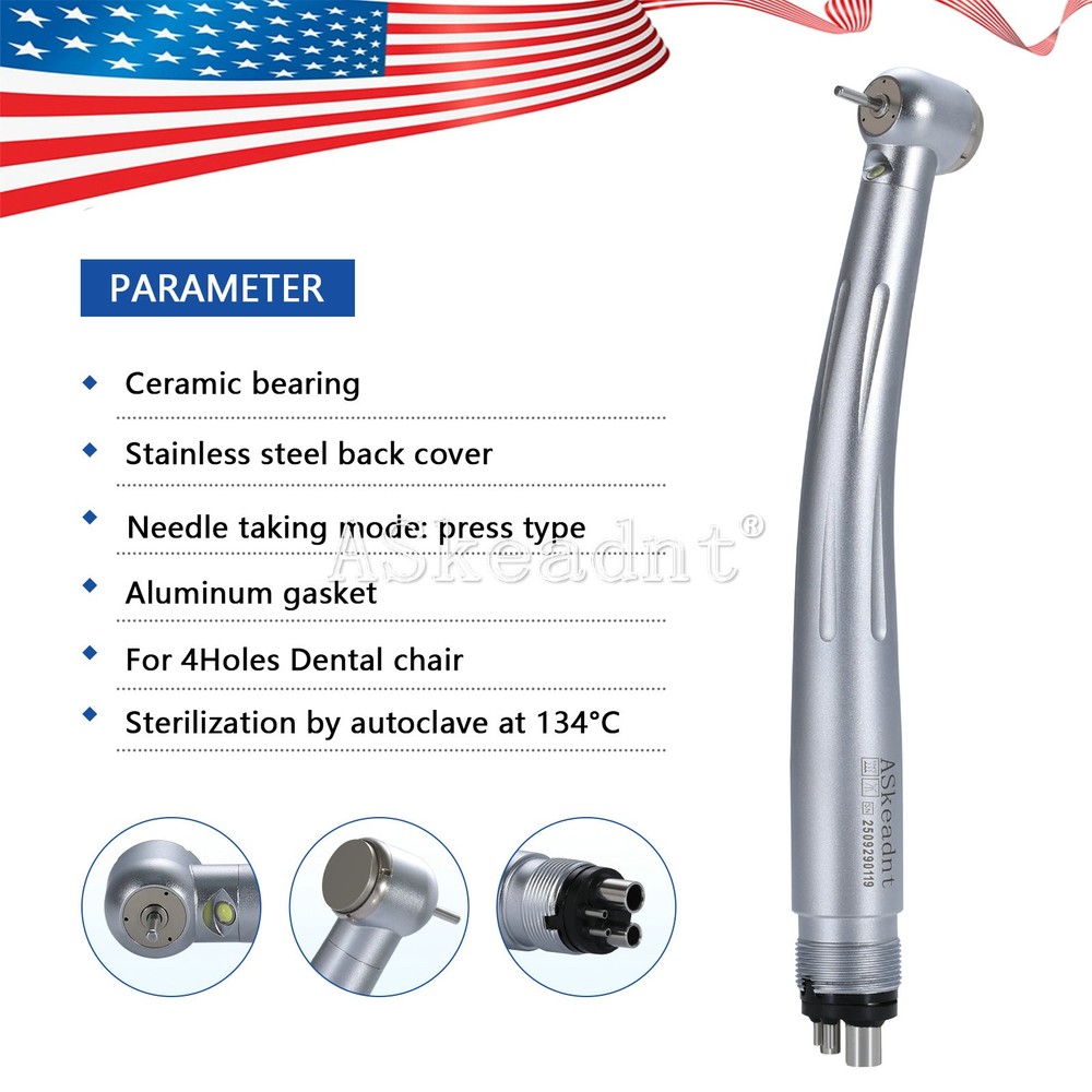 Dental E-generator LED High Speed Ceramic Torque Head Handpiece 4 Hole