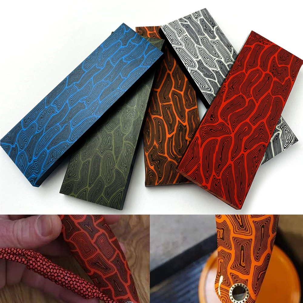 G10 Damascus Turtle Shell Pattern Knife Material Handle Scales Blanks 5mm thick