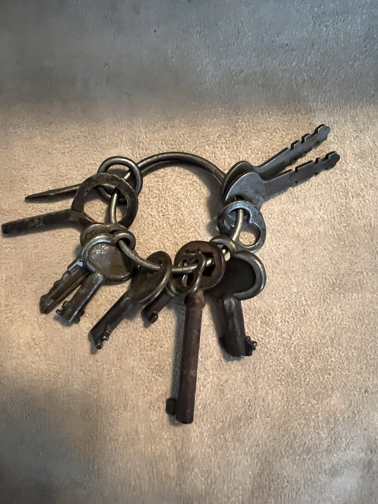Vintage SKELETON KEYS & FLAT KEYS Assorted on Ring