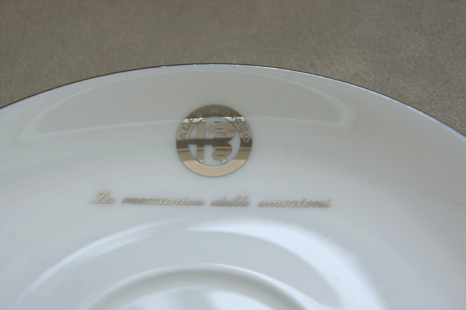 NIB Genuine Alfa Romeo Ceramic & Porcelain White Coffee Tea Cup Dish Saucer Set