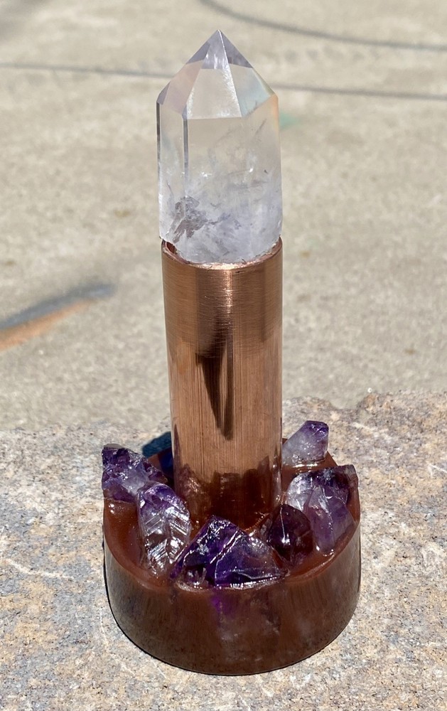 Orgone Cloudbuster with Quartz Crystal Scepter Point & Copper Pipe