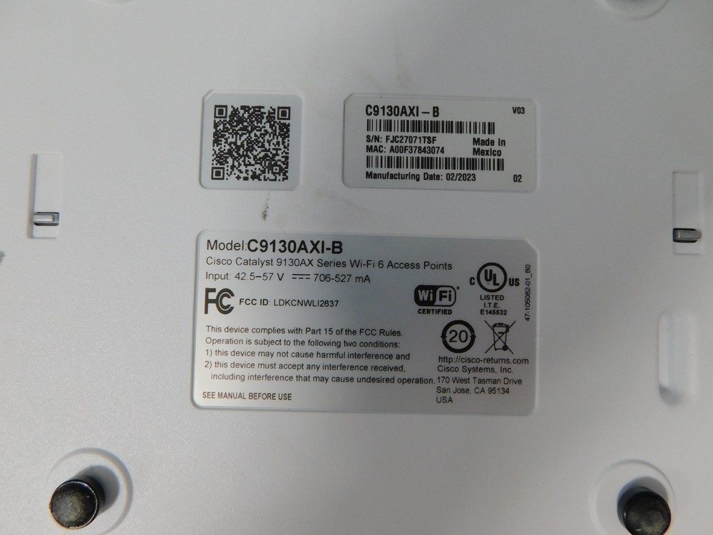 Cisco Catalyst C9130AXE-B Wi-Fi 6 Access Points 9130AXE - Used *** Unit Only ***
