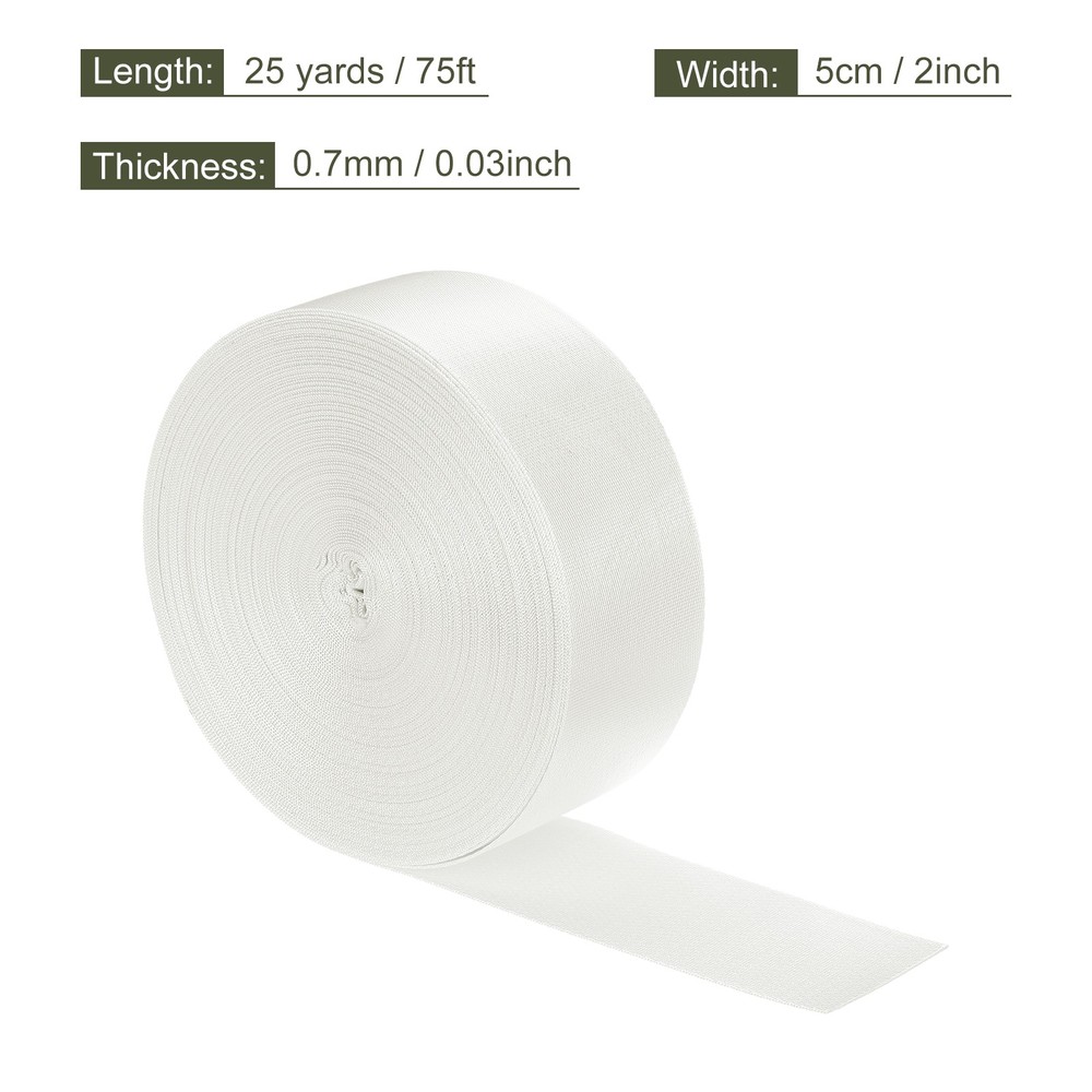Flat Nylon Webbing Strap 2 Inch 25 Yards White for Backpack