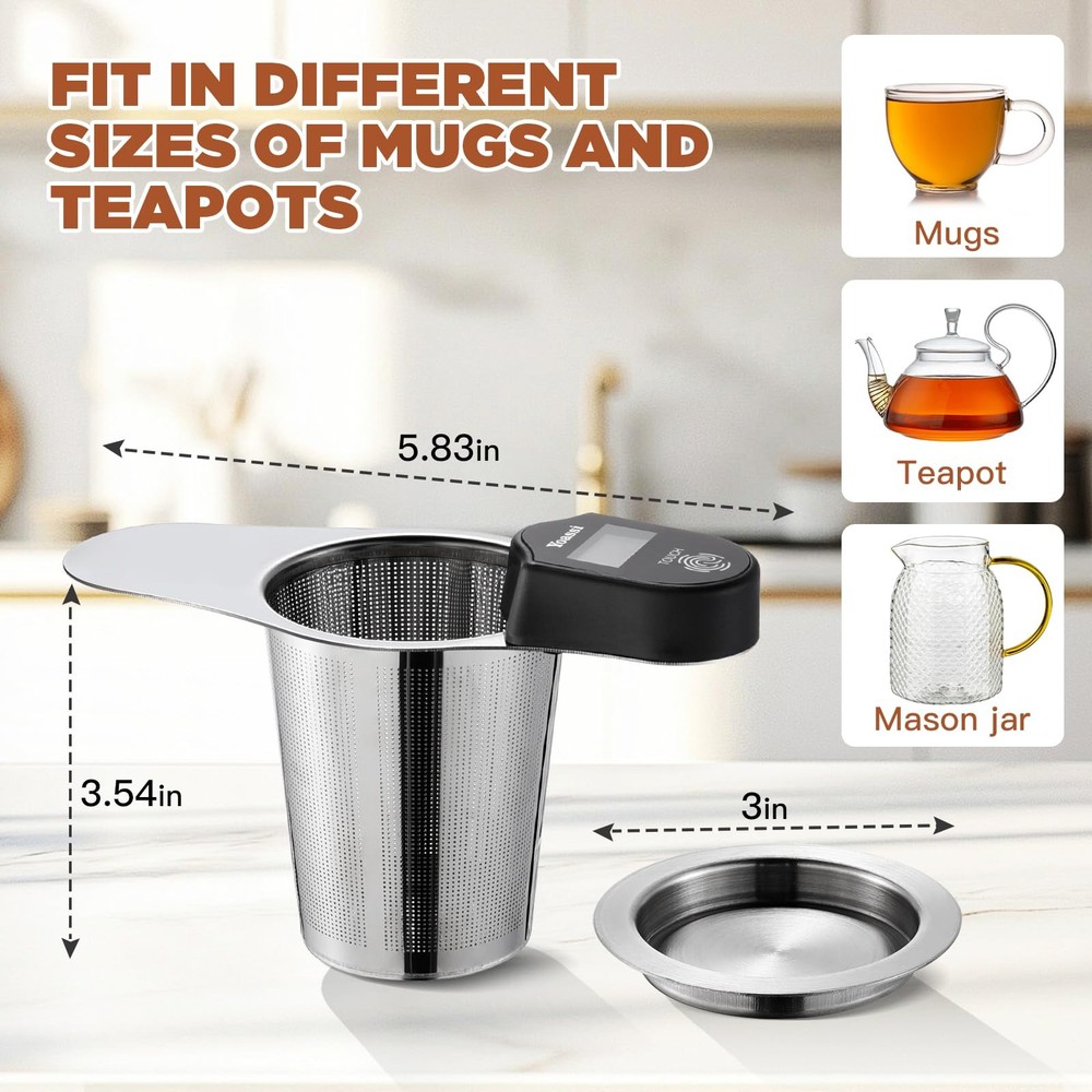 2025 Upgrade Touch Control Temperature Tea Infuser Strainers Extra Fine 18/8 ...