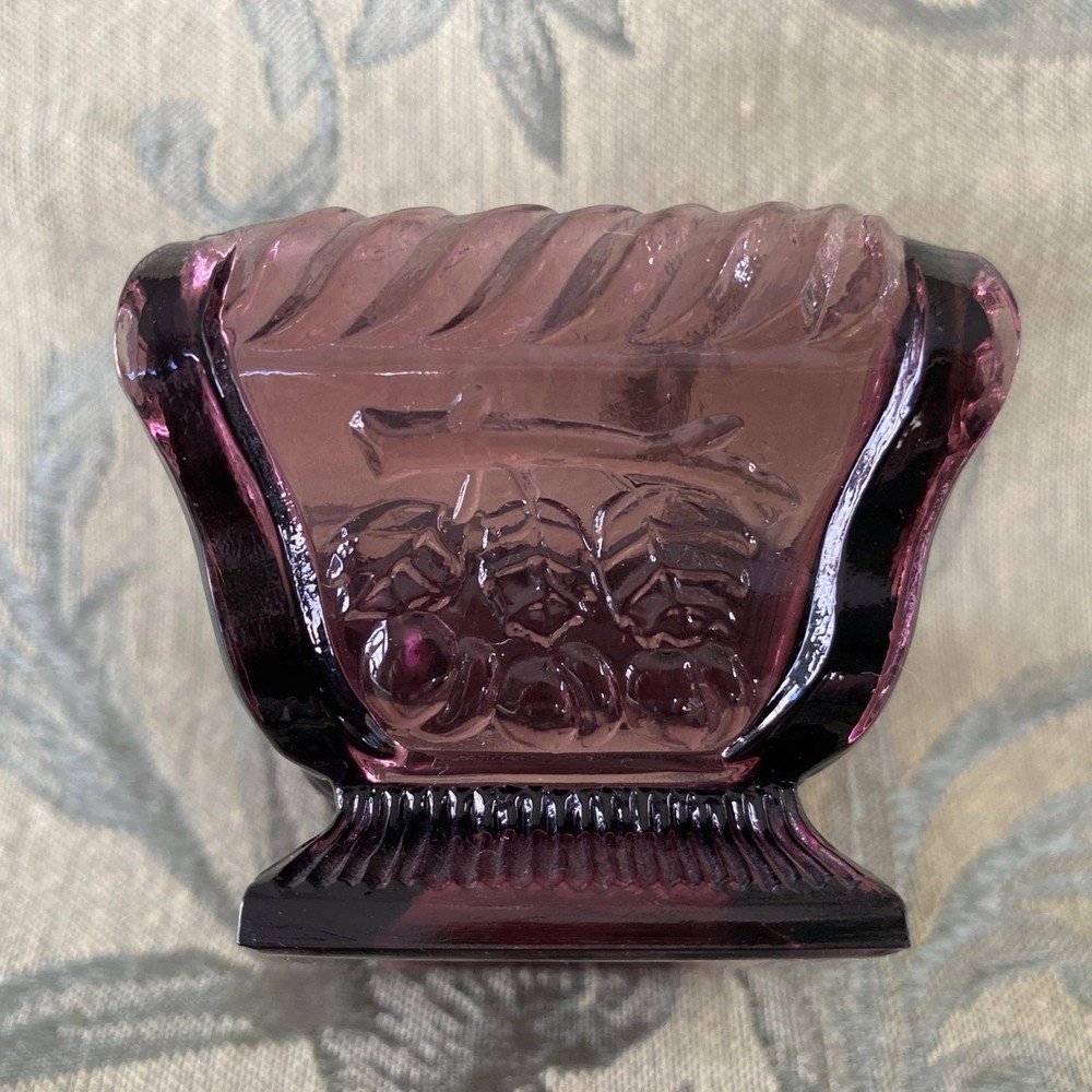 Master Open Salt Dip Purple Glass Cherry Cherries EAPG Pattern Footed