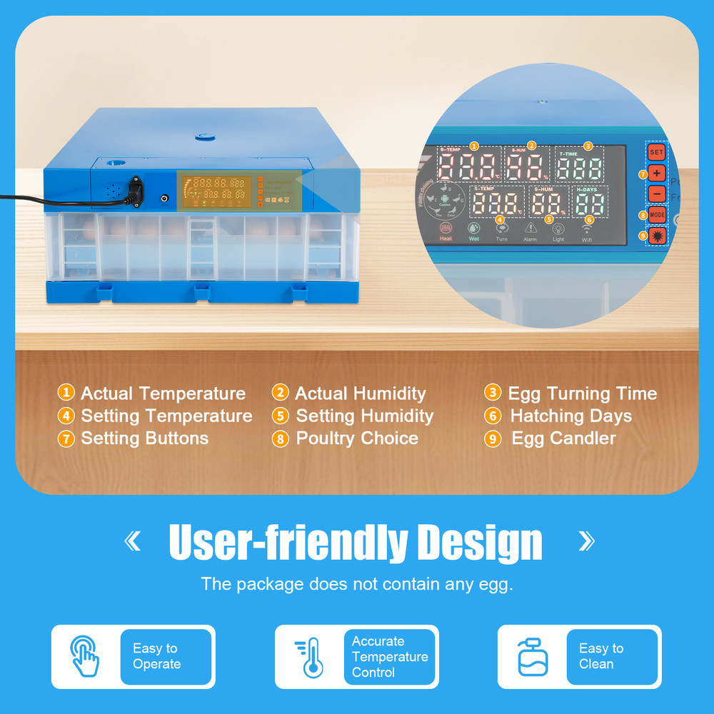 48 egg incubators with fully automatic function and dual power supply 110V