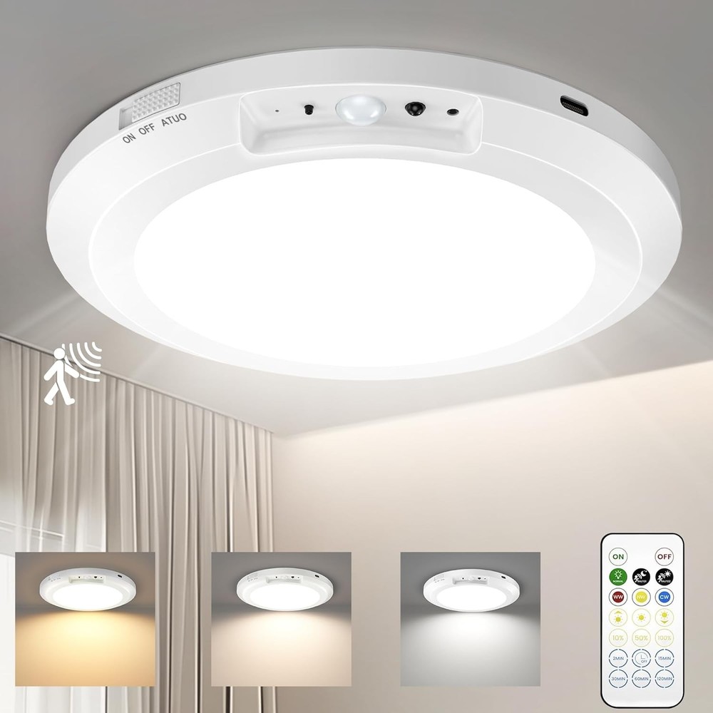 Rechargeable Ceiling Light with Motion Sensor: Battery Operated LED Closet