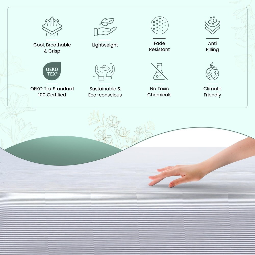 Feather & Stitch Softest 100% Cotton Sheets, 300 Thread Count Percale Weave